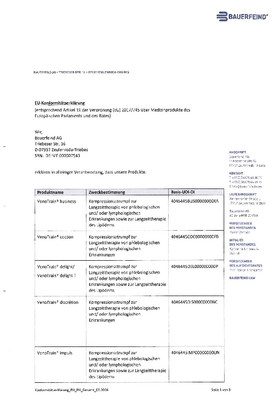 Konformitätserklärung - Phlebologie / Lymphologie Konformitätserklärung - Phlebologie / Lymphologie