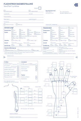 Massbestellblatt - VenoTrain curaflow - Arm Massbestellblatt - VenoTrain curaflow - Arm