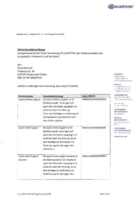 Konformitätserklärung - Sportprodukte Konformitätserklärung - Sportprodukte